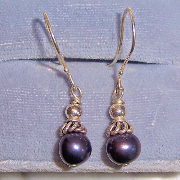 Blue Pearl Dangle Earrings - Picture 1 of 1
